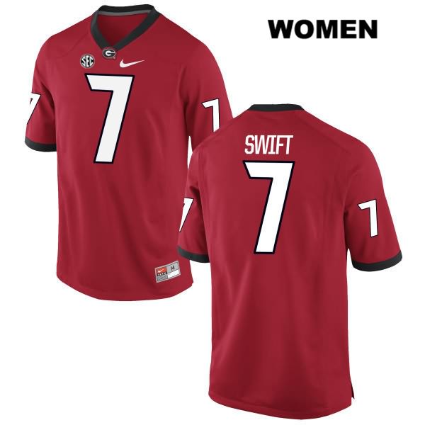 Georgia Bulldogs Women's DAndre Swift #7 NCAA Authentic Red Nike Stitched College Football Jersey ECL7856PI